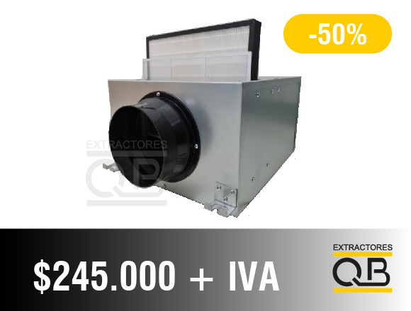 COVID. Caja Filtradora Centrifuga DX3.5B4. 220V. 154 W. 350m3h. Filtro primario mas F. PM2.5 mayor al  95 por ciento
